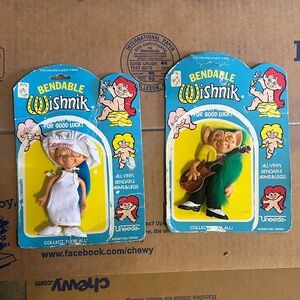Vintage Wishnik Bendable Figures - chef and rockstar no plastic cover